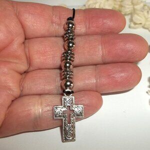 New! Bookmark Silver Cross Unisex Style Book Thong Marker Reading Gift Idea D356